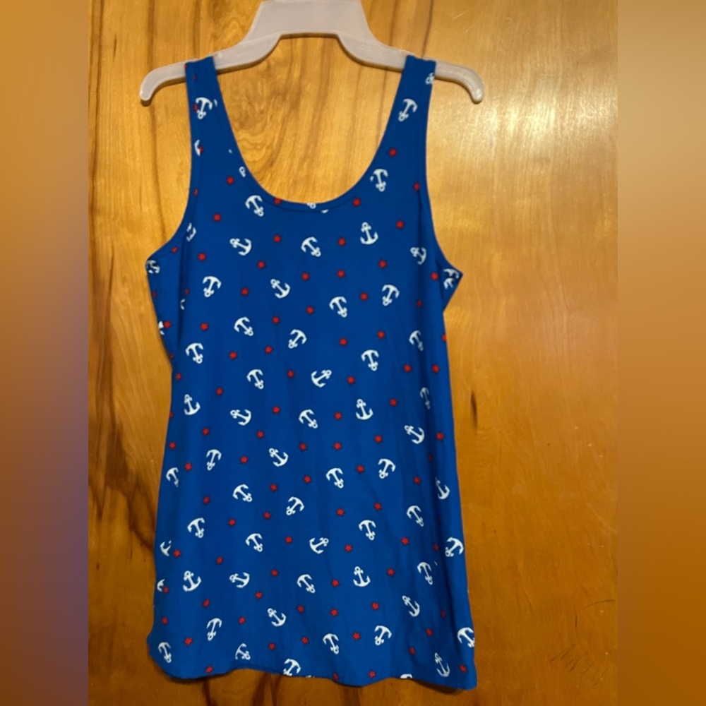 Blue Tank Top with Anchor and Star Print